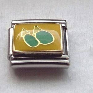 Acorns on yellow enamel 9mm stainless steel italian charm bracelet link new